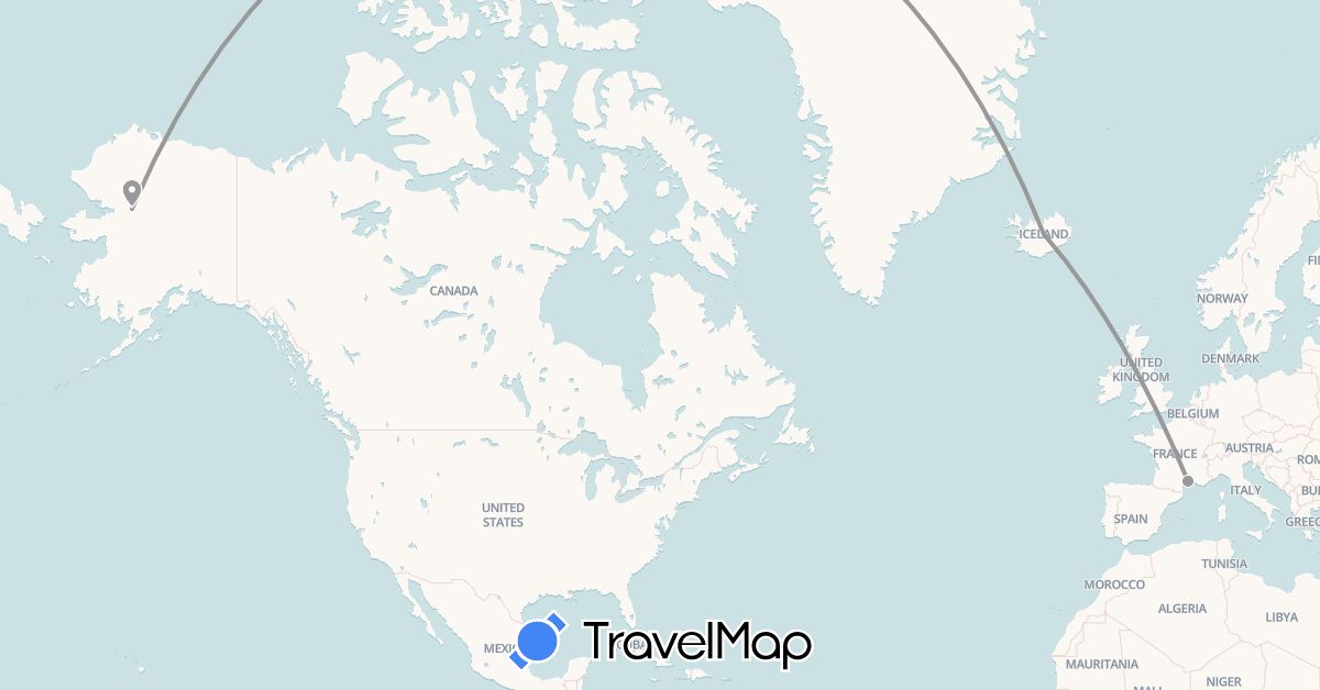 TravelMap itinerary: plane in Afghanistan, France, Iceland (Asia, Europe)